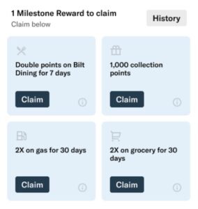 bilt milestone rewards tile examples